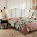 Pinmoco Queen Scalloped Upholstered Headboard, Beige