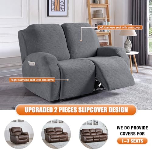 VANSOFY Oversized Stretch Recliner Loveseat Cover, Dark Gray, 2 Seater