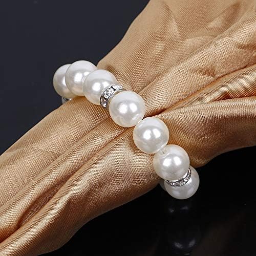 ZiDeTang 20Pcs Pearl Rhinestones Napkin Ring for Table Decoration Serviette Holder Party Decoration A
