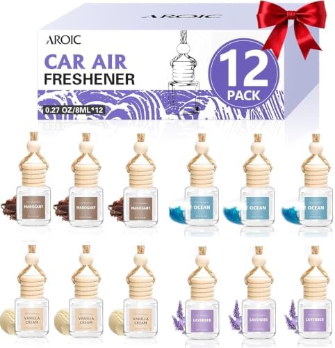 AROIC 12 Pack Car Air Freshener, Car Essential Oil Air Freshener Diffuser
