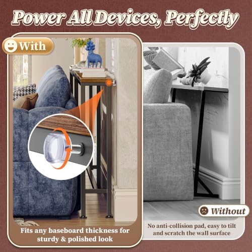 Huuger 78.7 Inch Console Table, Skinny Sofa Table with Charging Station