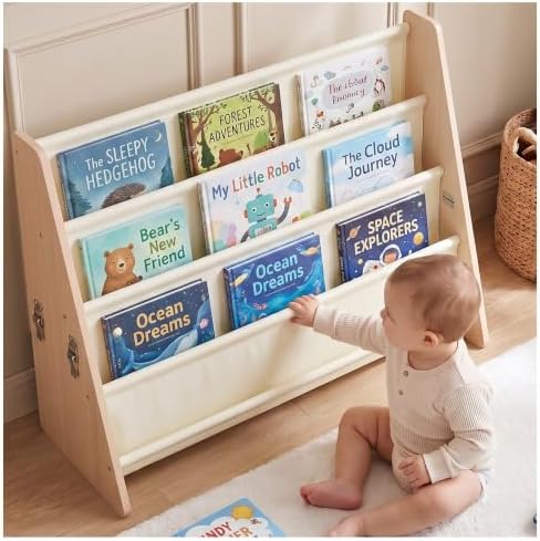 KiddoCood 4-Tier Wood Kids Bookshelf & Front Facing Toddler Bookcase