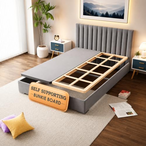 Premium 38mm Split Wood Bunkie Board Queen Size Bed - 2-Piece Under Mattress Support Board, Fully Assembled, Fabric Ventilation Cover - Replaces Wooden Slats or Box Spring for Bed Frames