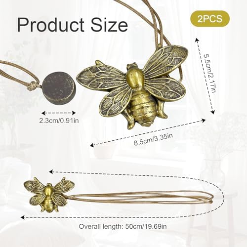 Bronze Flying Bee Magnetic Curtain Tiebacks - 2 Pack Resin Holdbacks