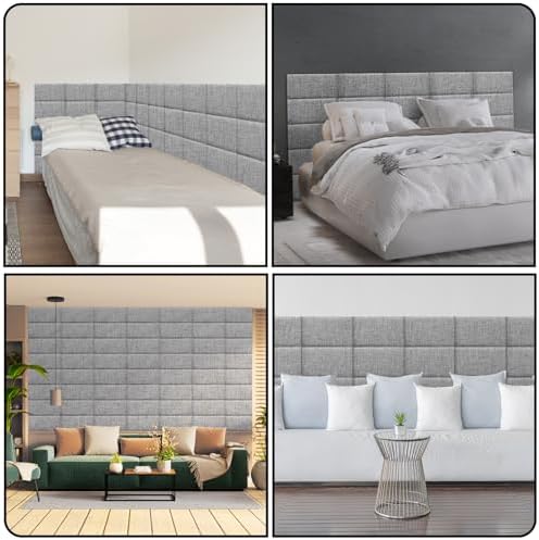 Linen Peel and Stick Headboard, Soundproof Anti-Collision Wall Panel