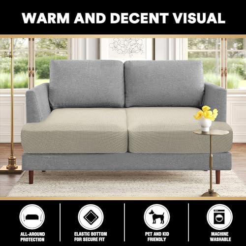 PrinceDeco Stretch T Cushion Loveseat Slipcovers,Pets Friendly,Island Fossi