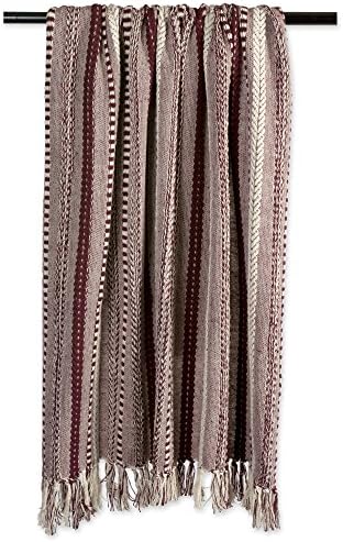 DII Braided Striped Throw Blanket, 50x60, BlackBerry on Cream
