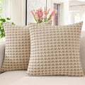 MAXIJIN Pack of 2 Throw Pillow Covers 18x18 Inch, Decorative Soft Couch Pillow Covers Square Accent Cushion Cover Farmhouse Pillow Cases for Sofa Bed Living Room Home Decor, Khaki