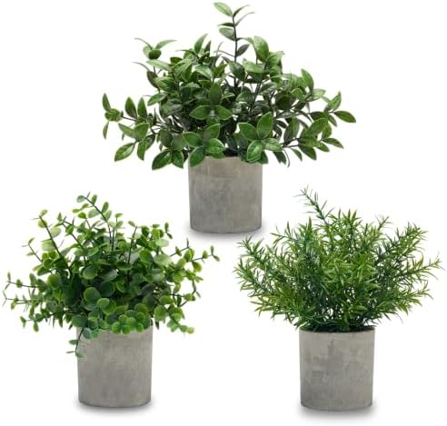 3 Pack Small Potted Fake Plants for Desk Shelf Bedroom Decor