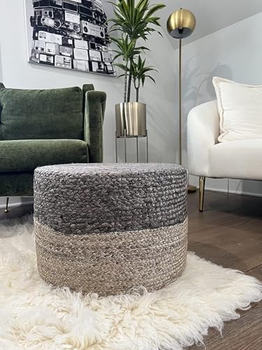 Pouf Ottoman 100% Jute Pouffe Natural Brown (20"x20"x10")