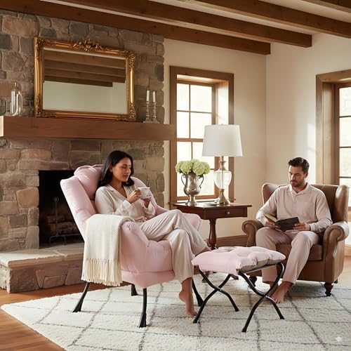LITA Lazy Chair with Ottoman, Comfy Accent Reading Chair
