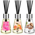 Xcleen Reed Diffuser of 3 Pack, Escape/Citrus/Sandalwood, Scented Diffuser with 15 Fiber Sticks, Home Fragrance Oil Diffuser, Air Freshener for Bathroom & Bedroom, Each 1.7Fl Oz, Total 5.1Oz