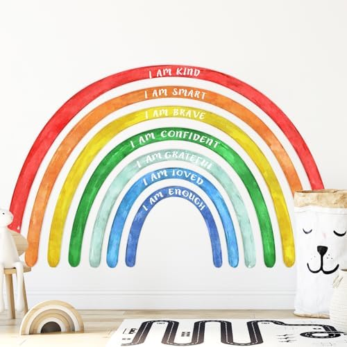 Tinideya Large Watercolor Rainbow Wall Stickers Decal, 77" x 47'', Bright