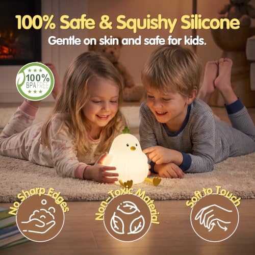 Bird Silicone Night Light for Kids, Cute Squishy LED Lamp Gift