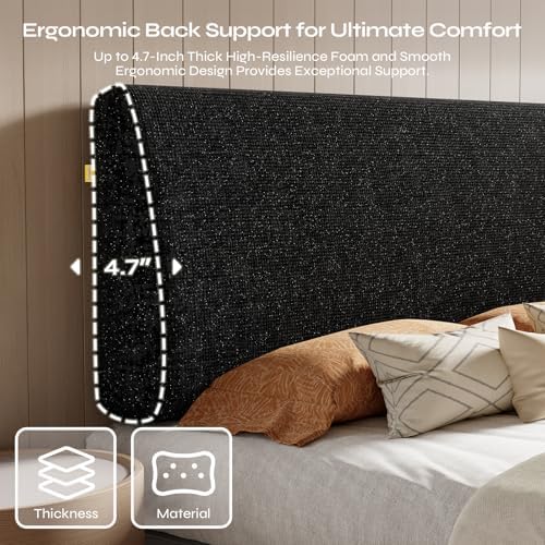 Pinmoco 4.7" Upholstered Headboard for King Size Bed, Height Adjustable and Ergonomic Headboard, Easy Assemble, Sturdy and Durable, Starry Night Black