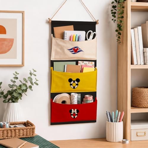 3-Pocket Hanging Wall Organizer, Nautical Lifebuoy Design for Boys' Bedroom