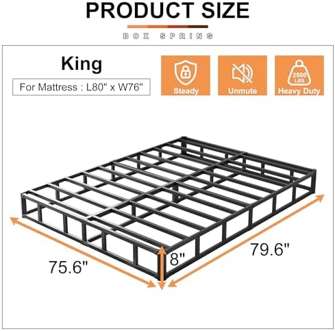 EMODA King Box Spring 8 Inch Heavy Duty Bed Base with Fabric Cover