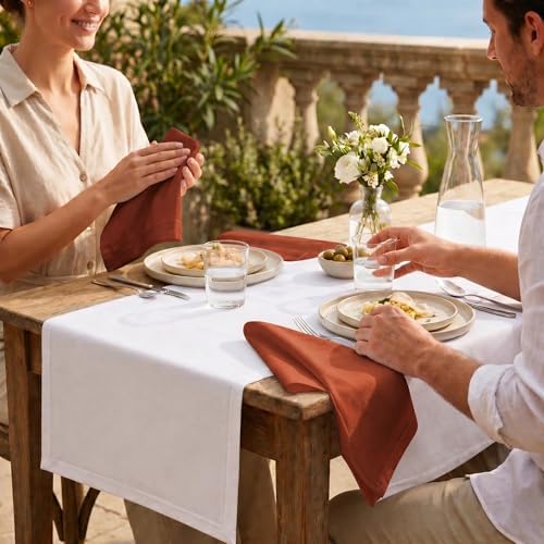 ACCENTHOME Rust Cotton Linen Napkin Set of 12 18x18 inch Dinner Napkins