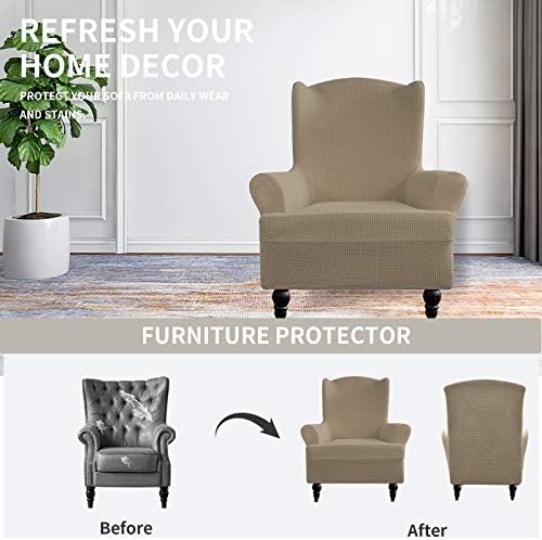 Easy-Going Stretch Wingback Chair Sofa Slipcover Natural