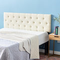 LUCID Mid-Rise Upholstered Headboard, Tufted, Pearl, Full/Full XL Size