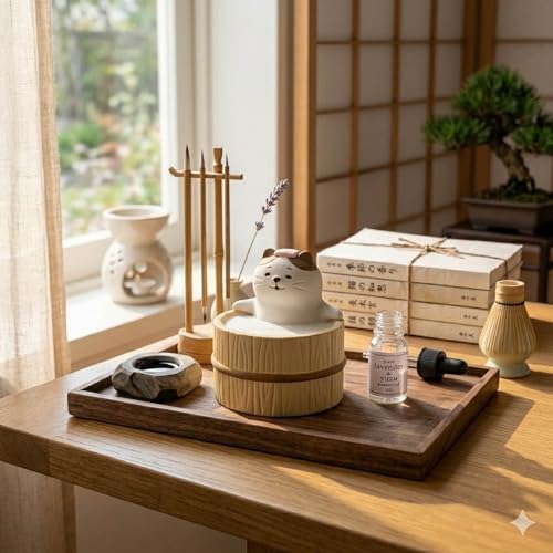 Passive Stone Diffuser, Cute Animal Series Aromatherapy Oil Diffuser for Tabletop Decor (1, Relaxed Cat)