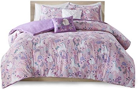 Intelligent Design Kids Cotton Unicorn Pink Queen Duvet Cover Set, 5pc