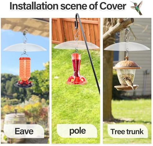 13" Bird Feeder Rain Guard, Hummingbird Feeder Shade Dome Cover, Hanging Baffle for Bird Feeder Pole,Smart Birds Feeder's Umbrella(Translucent), 2 Pack
