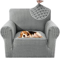 MAXIJIN Stretch Sofa Chair Slipcovers with Arms (31"-46 Washable Chair Cover Armchair with Non-Slip Foam & Elastic Bottom, Dog Cat Pet Friendly Furniture Protector (Small, Light Gray)