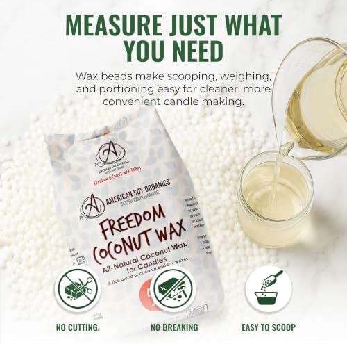 American Soy Organics Freedom Coconut Soy Wax Beads, Candle Wax, 5 lbs