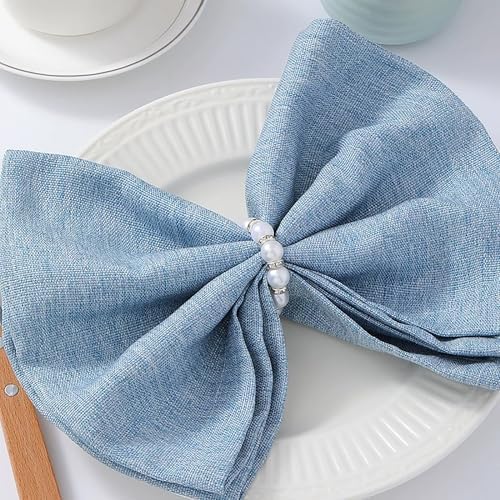 100 Pcs Silver Pearl Napkin Rings, Imitation Pearl, for Wedding Parties