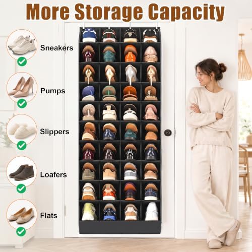 30-40 Pairs Over the Door Shoe Organizer, 10-Tier Door Shoes Rack