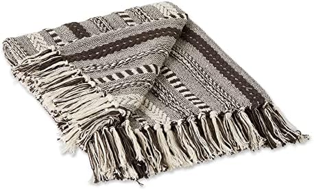 DII Braided Striped Decorative Throw Blanket, 50x60, Dark Brown