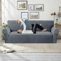 MAXIJIN Stretch Couch Cover Sofa Covers for 3 Cushion Couch (71"-91" Washable Sofa Slipcovers with Non-Slip Foam & Elastic Strap, Dog Cat Pet Friendly Furniture Protector (Large, Dark Gray)