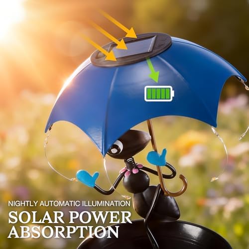 Solar Bird Feeders for Outdoors, Ant Garden Decor with Umbrella Light