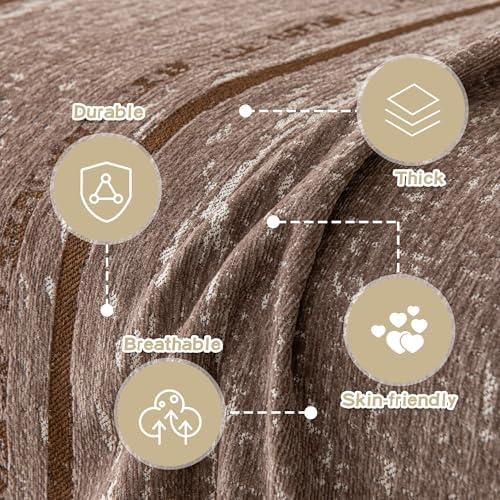 MEETSKY Boho Couch Covers for Sofa, Couch Covers for Dogs, Modern Sofa Slipcover for Sectional Sofa Covers Washable, Chenille Blend Thick Fabric Couch Blanket Cover for Living Room, 71" x 118", Sand