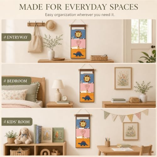 IAXIC Playful Wall Hanging Organizer, Canvas Pockets for Playroom