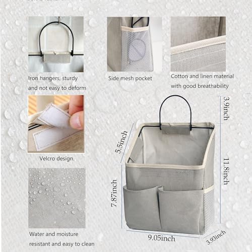 4pcs Wall Hanging Storage Bag,Wall Hanging Organizer bags with Pockets, Wall Organizer Storage for Dormitory Bathroom Bedroom (Grey-upgraded)