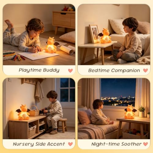 AVEKI Dragon Night Light, Silicone Touch Bedside Lamp (Dragon-Orange)