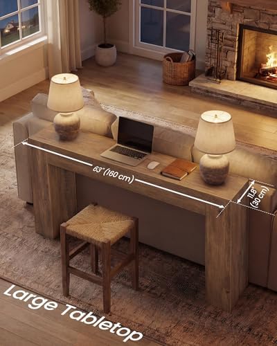 VASAGLE 63 Inches Entryway Table, Thick Tabletop Console Table, Farmhouse