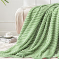 BEDELITE 3D Ribbed Apple Green Fleece Throw Blanket for Couch, 50x60 Inch