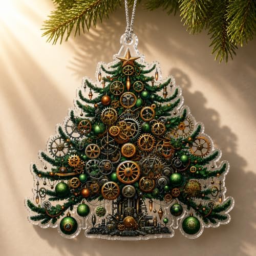 Steampunk Christmas Tree Ornament 2026 with Clockwork Gear Design