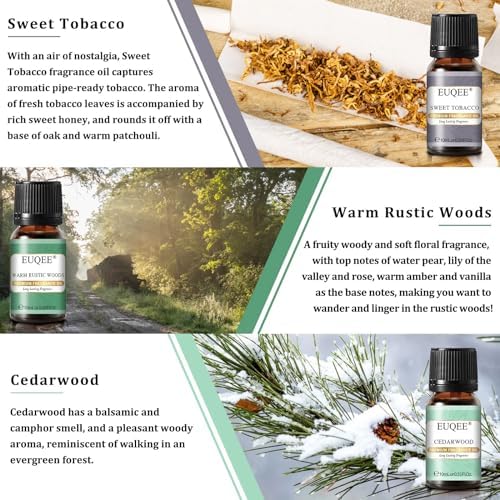 EUQEE 6PCS Premium Woody Scented Oil Fragrance Oils Gift Set