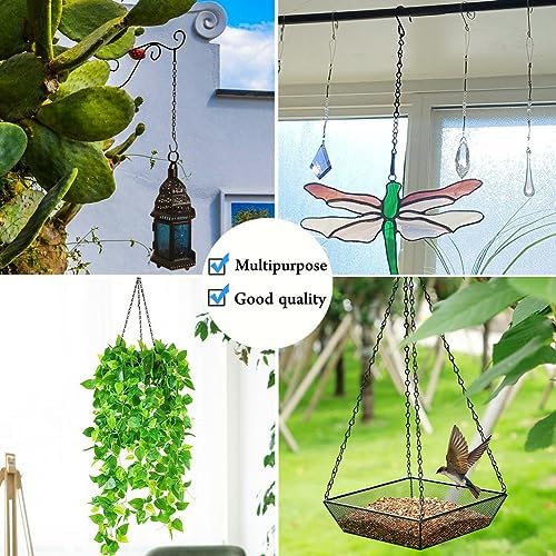 YINGFENG 236 Inch Black Metal Hanging Chains and Hanging Basket Hooks Set for Bird Feeders, Birdbaths, Planters, Grow Lights, Lanterns, Wind Chime and Ornaments, Eye Screws, Chain Hooks DIY