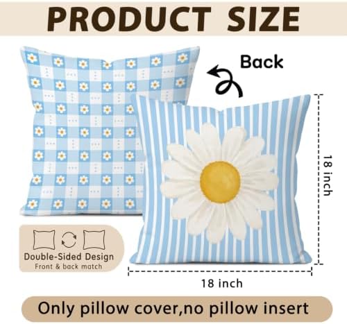 Cottagecore Daisy Decor Pillow Covers 18x18 Set of 2,