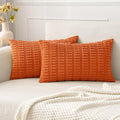 MIULEE Fall Lumbar Corduroy Decorative Throw Pillow Covers 12x20 Orange