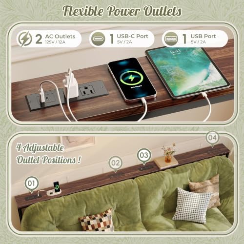 Huuger 102.4 Inch Sofa Table with Power Outlets, Skinny Behind Couch Table