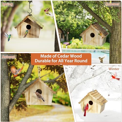 Auslar Bird Houses for Outside, Hanging Wooden Bluebird House for Outdoors