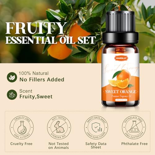 Fruity Essential Oils Set - Fruity Scents Fragrance Oil for Diffuser, Candle Making (6x10ML) Strawberry, Coconut Scented Oil