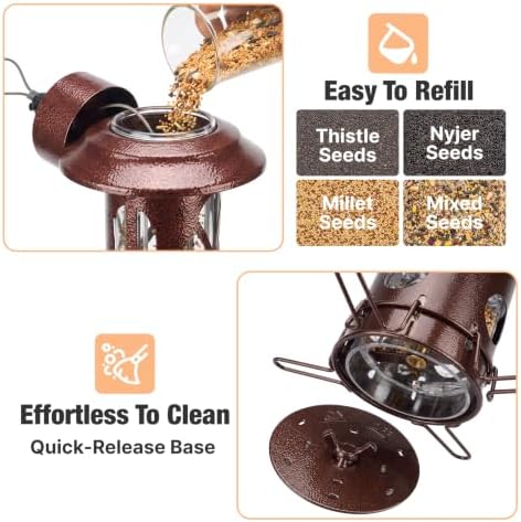 Veehoo Squirrel Proof Bird Feeders for Outdoors Hanging, Holds Up to 3.5 lb