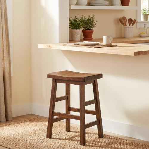 Alaterre Furniture Durango Solid Wood Rustic Single Bar Stool, Natural, 26”